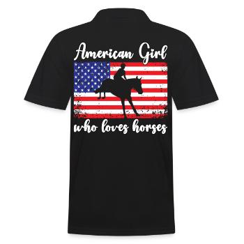 Amerikanisches Mädchen, das Arabische Pferde liebt - Männer Poloshirt - Schwarz - Hinten - Kai (181cm)