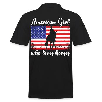 Amerikanisches Mädchen, das Arabische Pferde liebt - Männer Poloshirt - Schwarz - Hinten - Kai (181cm)