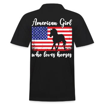 Amerikanisches Mädchen, das Arabische Pferde liebt - Männer Poloshirt - Schwarz - Hinten - Kai (181cm)