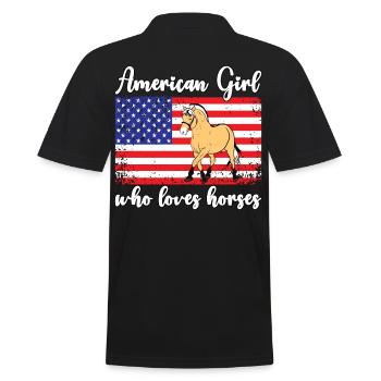 Amerikanisches Mädchen, das Arabische Pferde liebt - Männer Poloshirt - Schwarz - Hinten - Kai (181cm)
