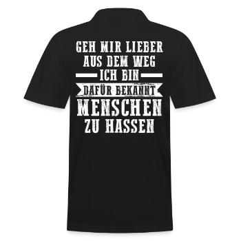 Geh Mir Lieber Aus Dem Weg Ich Hasse Menschen - Männer Poloshirt - Schwarz - Hinten - Kai (181cm)