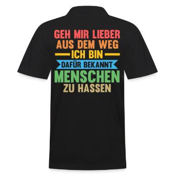 Geh Mir Lieber Aus Dem Weg Ich Hasse Menschen Katz - Männer Poloshirt - Schwarz - Hinten - Kai (181cm)