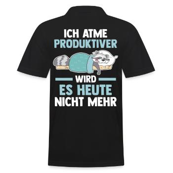 Ich Atme Produktiver Wird Es Heute Nicht Mehr Wasc - Männer Poloshirt - Schwarz - Hinten - Kai (181cm)
