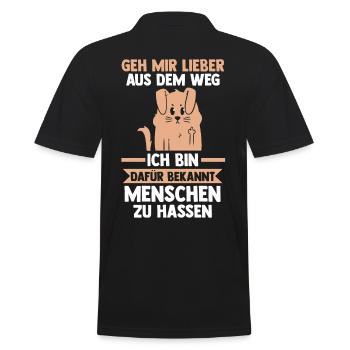 Geh Mir Lieber Aus Dem Weg Ich Hasse Menschen - Männer Poloshirt - Schwarz - Hinten - Kai (181cm)
