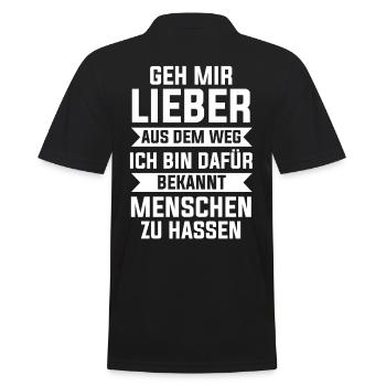 Geh Mir Lieber Aus Dem Weg Ich Hasse Menschen - Männer Poloshirt - Schwarz - Hinten - Kai (181cm)