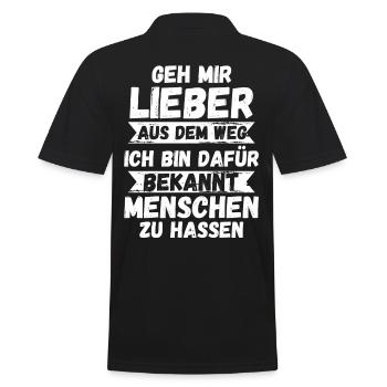 Geh Mir Lieber Aus Dem Weg Ich Hasse Menschen - Männer Poloshirt - Schwarz - Hinten - Kai (181cm)
