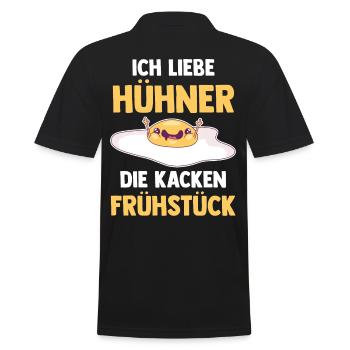 Ich Liebe Hühner Die Kacken Frühstück - Männer Poloshirt - Schwarz - Hinten - Kai (181cm)
