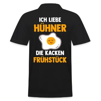Ich Liebe Hühner Die Kacken Frühstück - Männer Poloshirt - Schwarz - Hinten - Kai (181cm)