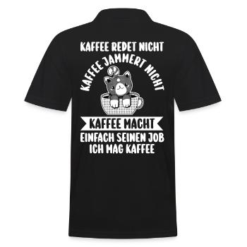 Kaffee Redet Nicht Kaffee Jammert Nicht Katze - Männer Poloshirt - Schwarz - Hinten - Kai (181cm)