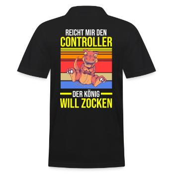Reicht Mir Den Controller Der König Will Zocken - Männer Poloshirt - Schwarz - Hinten - Kai (181cm)