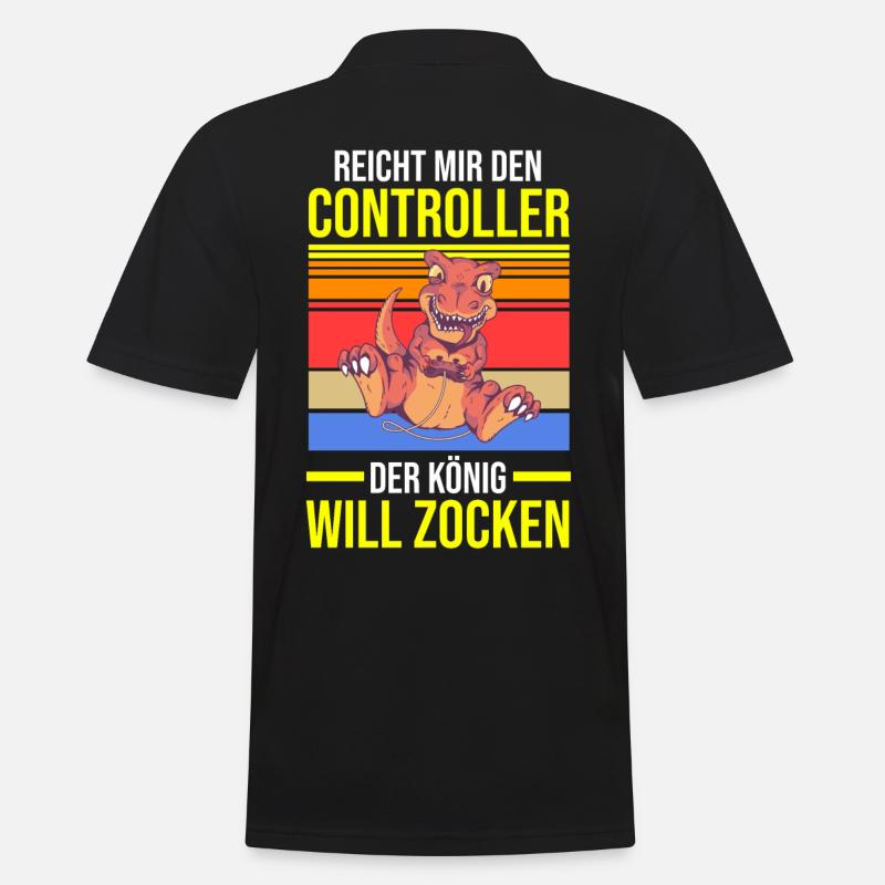Reicht Mir Den Controller Der König Will Zocken - Männer Poloshirt - Schwarz