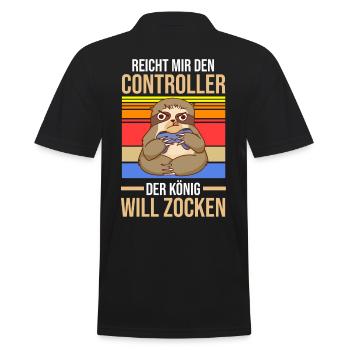 Reicht Mir Den Controller Der König Will Zocken - Männer Poloshirt - Schwarz - Hinten - Kai (181cm)