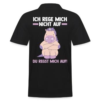 Ich Rege Mich Nicht Auf Du Regst Mich Auf Einhorn - Männer Poloshirt - Schwarz - Hinten - Kai (181cm)
