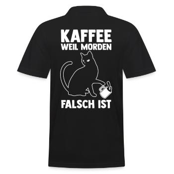 Coffee because murder is wrong Cat - Men's Polo Shirt - black - Back - Kai (181cm)