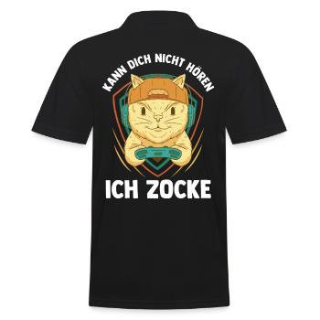 Can't hear you I'm gambling gaming cat - Men's Polo Shirt - black - Back - Kai (181cm)