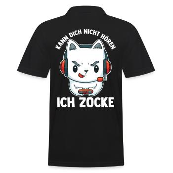 Kann Dich Nicht Hören Ich Zocke Gaming Panda - Männer Poloshirt - Schwarz - Hinten - Kai (181cm)