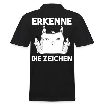 Erkenne Die Zeichen Mittelfinger Katze - Männer Poloshirt - Schwarz - Hinten - Kai (181cm)