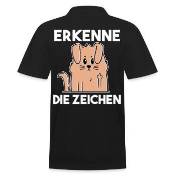 Erkenne Die Zeichen Mittelfinger Hund - Männer Poloshirt - Schwarz - Hinten - Kai (181cm)
