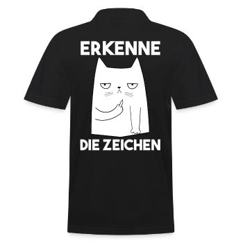 Erkenne Die Zeichen Katze - Männer Poloshirt - Schwarz - Hinten - Kai (181cm)