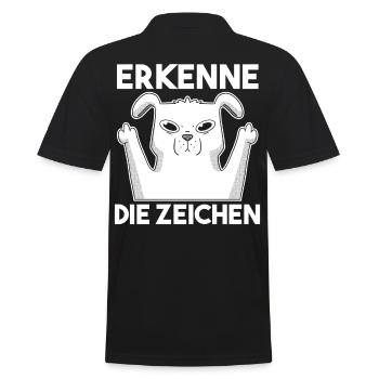 Erkenne Die Zeichen Mittelfinger Hund - Männer Poloshirt - Schwarz - Hinten - Kai (181cm)