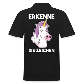 Erkenne Die Zeichen Einhorn - Männer Poloshirt - Schwarz - Hinten - Kai (181cm)