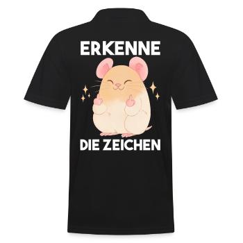 Erkenne Die Zeichen Hamster - Männer Poloshirt - Schwarz - Hinten - Kai (181cm)