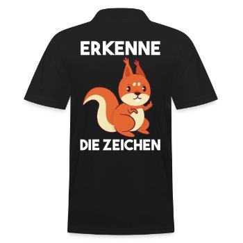 Erkenne Die Zeichen Eichhörnchen - Männer Poloshirt - Schwarz - Hinten - Kai (181cm)