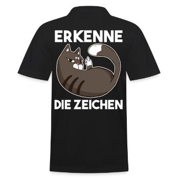 Erkenne Die Zeichen Katze - Männer Poloshirt - Schwarz - Hinten - Kai (181cm)