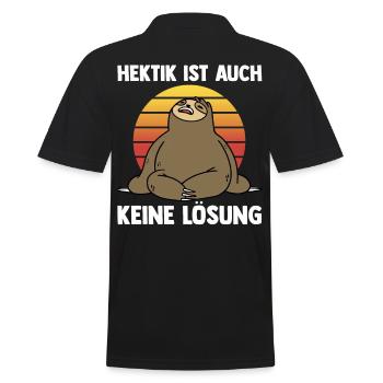 Hektik Ist Auch Keine Lösung Faultier - Männer Poloshirt - Schwarz - Hinten - Kai (181cm)