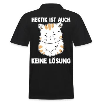 Hektik Ist Auch Keine Lösung Katze - Männer Poloshirt - Schwarz - Hinten - Kai (181cm)