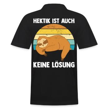 Hektik Ist Auch Keine Lösung Faultier - Männer Poloshirt - Schwarz - Hinten - Kai (181cm)