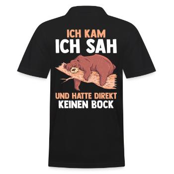 Ich Kam Ich Sah Und Hatte Direkt Keinen Bock Bär - Männer Poloshirt - Schwarz - Hinten - Kai (181cm)