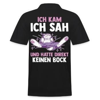 Ich Kam Ich Sah Und Hatte Direkt Keinen Bock Katze - Männer Poloshirt - Schwarz - Hinten - Kai (181cm)