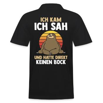 Ich Kam Ich Sah Und Hatte Direkt Keinen Bock Fault - Männer Poloshirt - Schwarz - Hinten - Kai (181cm)