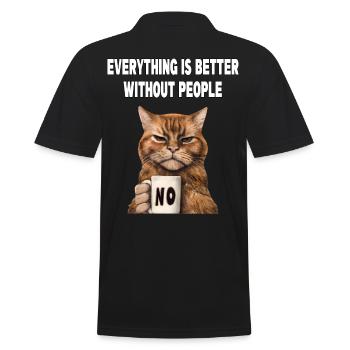 Mieux sans les gens Grumpy Funny Cat - Polo Homme - noir - Dos - Kai (181cm)