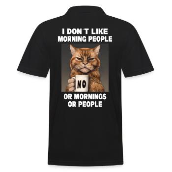 Ne pas aimer les gens du matin Grumpy Funny Cat - Polo Homme - noir - Dos - Kai (181cm)