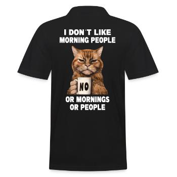 Ne pas aimer les gens du matin Grumpy Funny Cat - Polo Homme - noir - Dos - Kai (181cm)