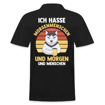 Ich Hasse Morgenmenschen Und Morgen Und Menschen H - Männer Poloshirt - Schwarz - Hinten - Kai (181cm)