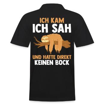 Ich Kam Ich Sah Und Hatte Direkt Keinen Bock Fault - Männer Poloshirt - Schwarz - Hinten - Kai (181cm)
