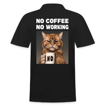 no coffee no working. Mürrische Lustige Katze - Männer Poloshirt - Schwarz - Hinten - Kai (181cm)