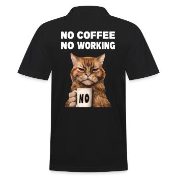 no coffee no working. Mürrische Lustige Katze - Männer Poloshirt - Schwarz - Hinten - Kai (181cm)