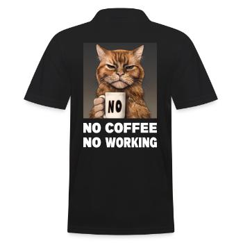 no coffee no working. Mürrische Lustige Katze - Männer Poloshirt - Schwarz - Hinten - Kai (181cm)