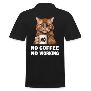 no coffee no working. Mürrische Lustige Katze - Männer Poloshirt - Schwarz - Hinten - Kai (181cm)