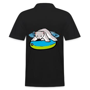 Eisbär Seenot Schwimmring Klimawandel Klima - Männer Poloshirt - Schwarz - Hinten - Kai (181cm)