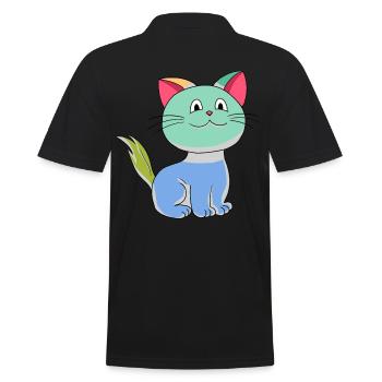 Cat Colorful Colorful Cats Fantasy Baby Kids - Men's Polo Shirt - black - Back - Kai (181cm)