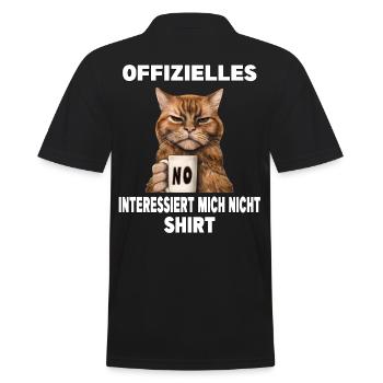 Mürrische Lustige Katze Interessiert mich nicht - Männer Poloshirt - Schwarz - Hinten - Kai (181cm)