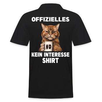 Mürrische Lustige Katze offizielles kein Interesse - Männer Poloshirt - Schwarz - Hinten - Kai (181cm)