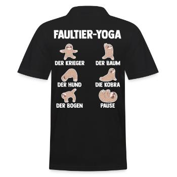 Faultier Yoga - Männer Poloshirt - Schwarz - Hinten - Kai (181cm)