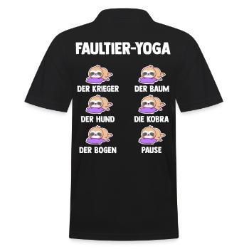 Faultier Yoga - Männer Poloshirt - Schwarz - Hinten - Kai (181cm)