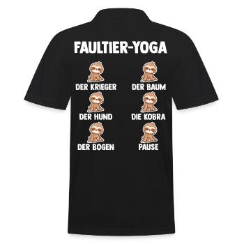 Faultier Yoga - Männer Poloshirt - Schwarz - Hinten - Kai (181cm)